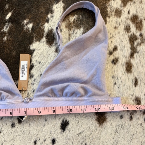 SKIMS Pointelle Cotton Rib Plunge Bralette Logo Size Large NWT Lavender Purple - Picture 6 of 6
